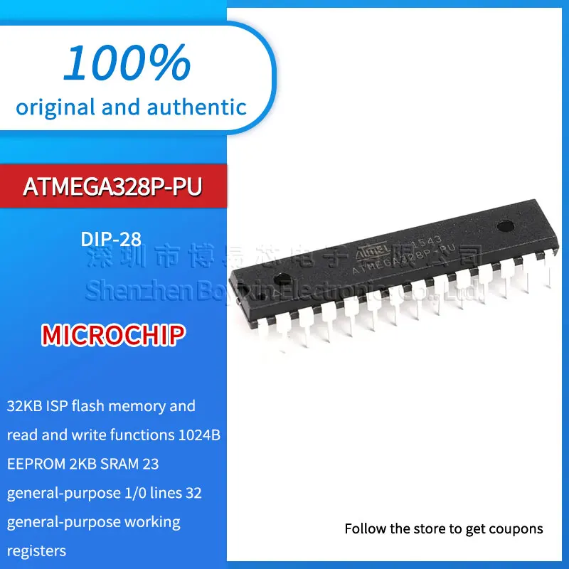 

Original genuine direct plug ATMEGA328P-PU AVR 32K flash memory package DIP-28