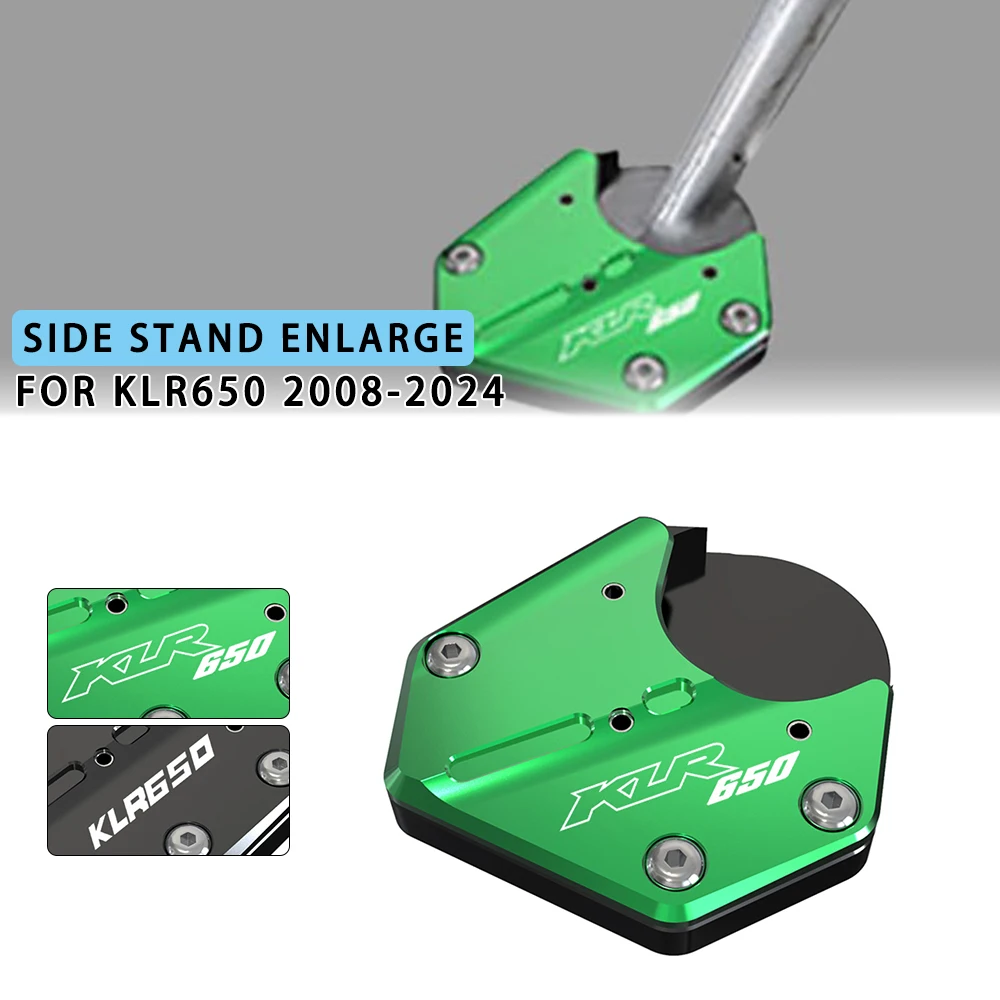 

2023 New Motorcycle Aluminium Accessories Side Stand Enlarge For Kawasaki KLR650 2008 2009 2010 2011 2012 2013 2014 2015-2024