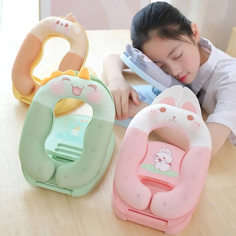 

U-Shape Neck Pillow Memory Foam Potable Desk Cushion Slow Rebound Kids Office Nap Flight Travel To Protect Cervical Spine