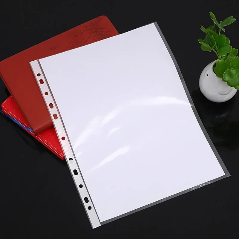 Document organizer 100pcs A4 Sheet Protectors 11holes Transparent Plastic Bag Paper Organizer Document Bag Clear File for Loose Leaf Documents