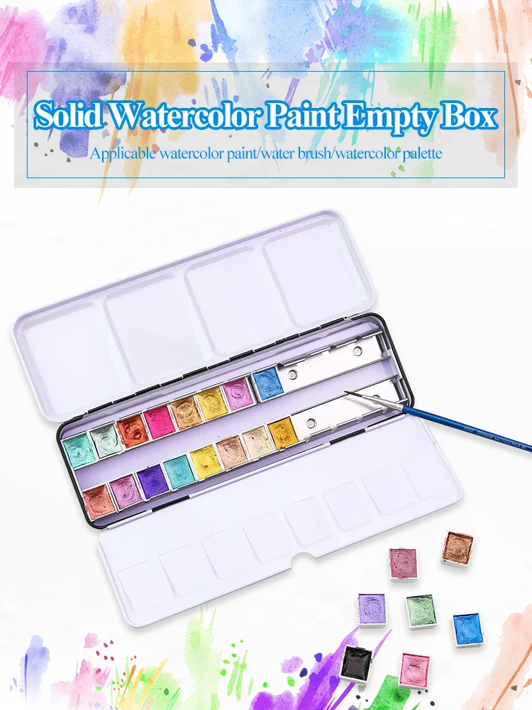 Leere Aquarellfarbenbox – Voll-/Halbpfännchen/Gitter/Block/Etui/Box – Leere Aquarell-Unterverpackungsbox für Künstlerpigmente – Detail 1