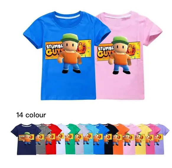 

Anime Stumble Guys T-Shirt Children O-neck Tee Tops Toddler Cartoon T Shirts Summer Boys Breathable Short Sleeve Kids Clothing