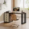 Computer Desk with 5 Drawers, 55-Inch Home Office Desk with Reversible File Drawer Cabinet, Modern Wooden Work Writin 5