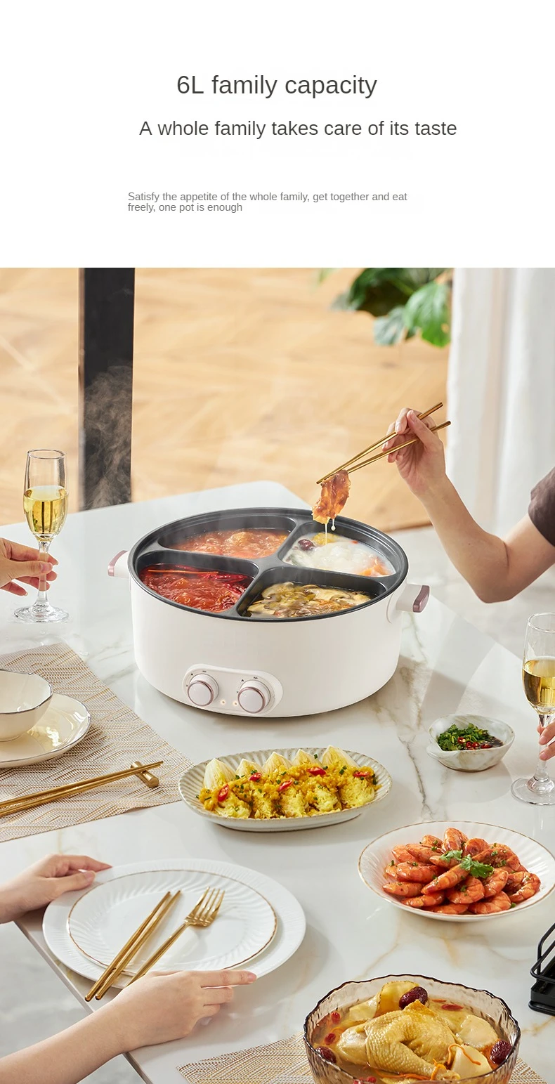 Máquina de cozinhar alimentos, Hotpot, Multi fogão, 4 Flavor, 220V, 6L