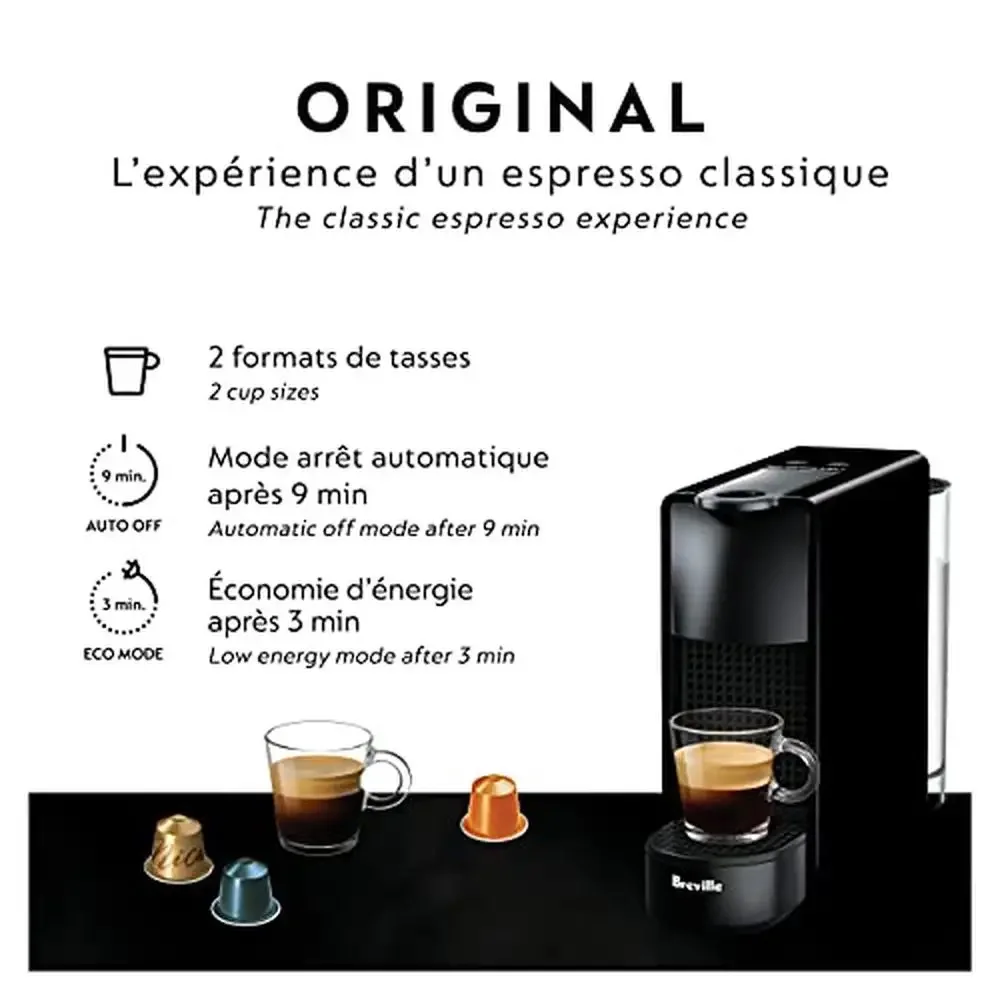 Nespresso Essenza Mini Espresso Machine Barista Grade Coffee Maker 15.25 x 5.5 x 12.25 in Complete with Complimentary Capsules