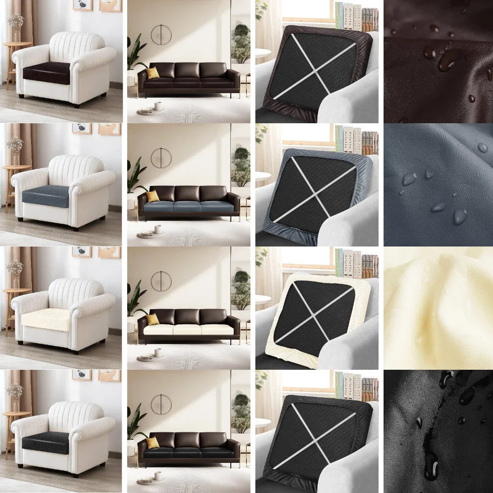 PU Leather Couch Sofa Cushion Slipcover Waterproof Elastic Chair Seat Covers Sofa Furniture Protector Slip Cover for Living Room 5