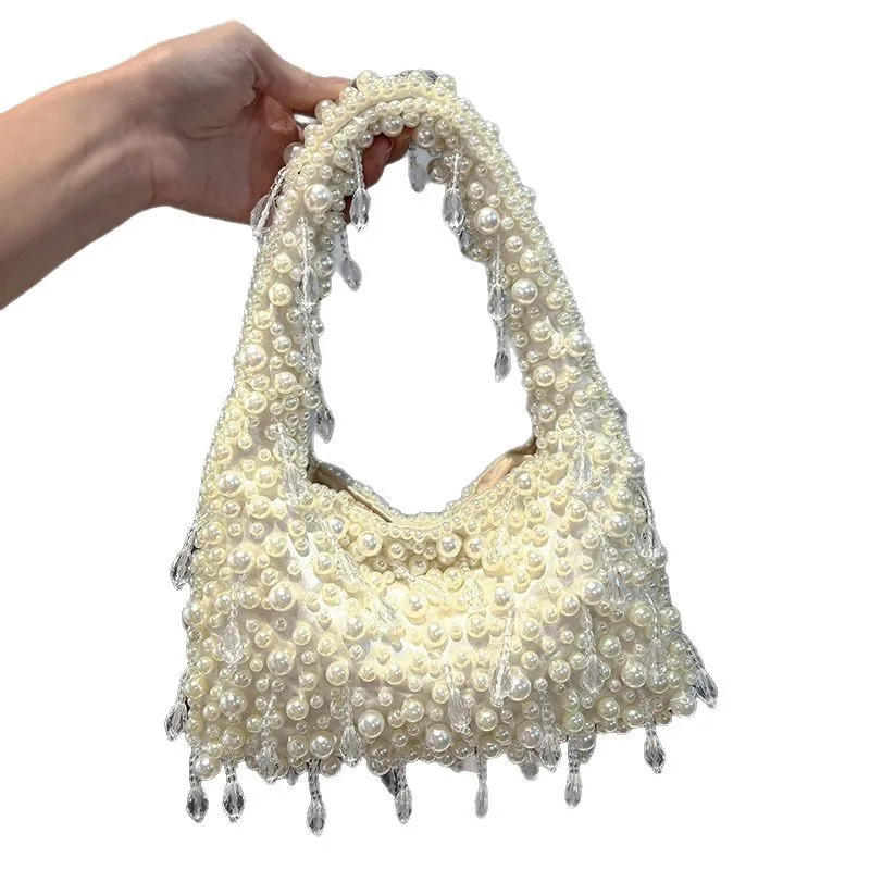 NEW Handle Pearl Evening Clutch Bag Purses And Handbag Luxury Designer Hobo Shoulder Bag Tassel Clutch Purse Bucket Bag
