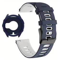 Silicone Anti - Scratch Protective Case with Strap - Soft Protector Cover & Watchband in One - Forerunner 965 (MidnihtBlueWhite)