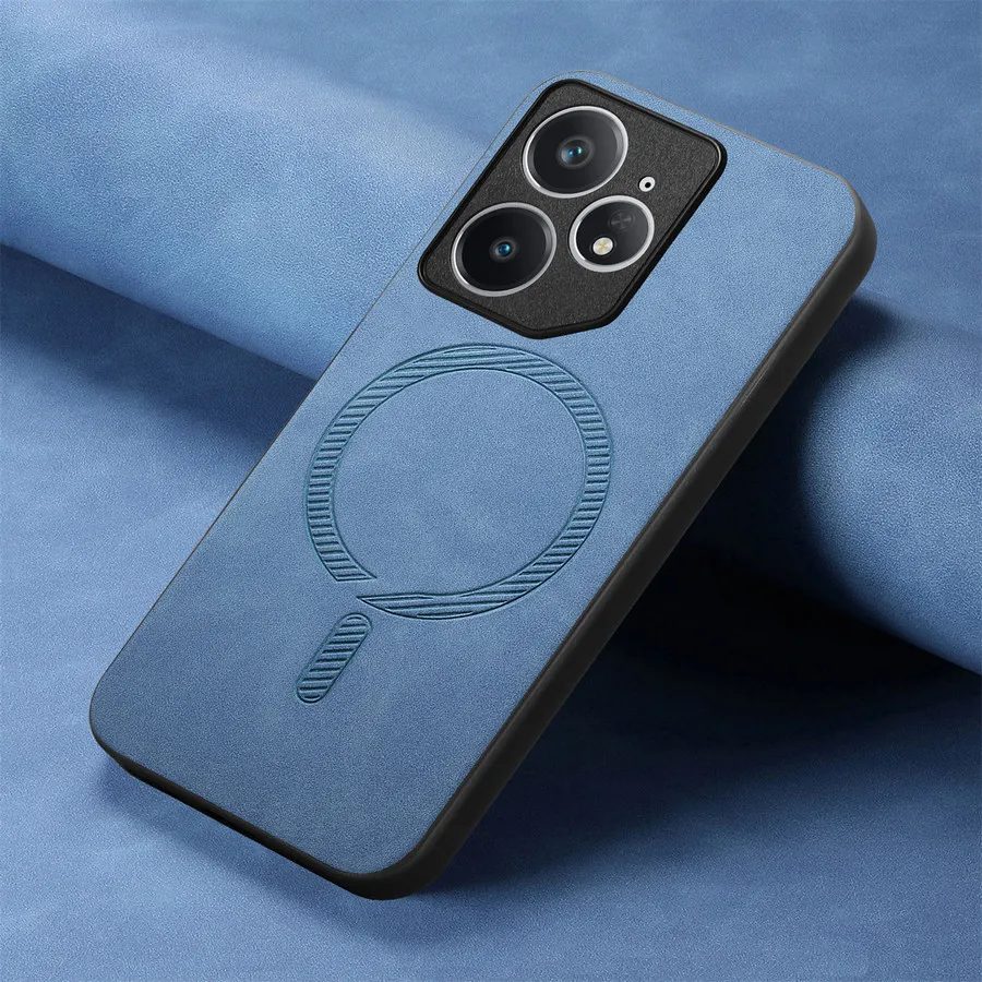 Luxury Leather Magnetic Back Cover with Wireless Charging Compatibility