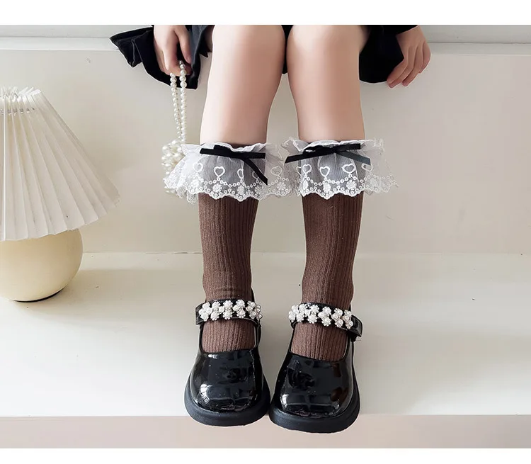 1 Pair Lace Ruffle Calf Sock for Kids Girl Korean Fashion Frilly Bowknot Sock for Children Spring Summer Soft Cotton School Sock 17 Sf8c737dcacef4a8d92332a3bad94584e7