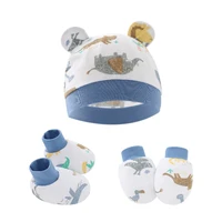 Baby Anti Scratching Cotton Gloves Hat Foot Cover Set Socks Cap Kit Accessory for Newborn Baby Girls Boys Baby Shower Bathing 5