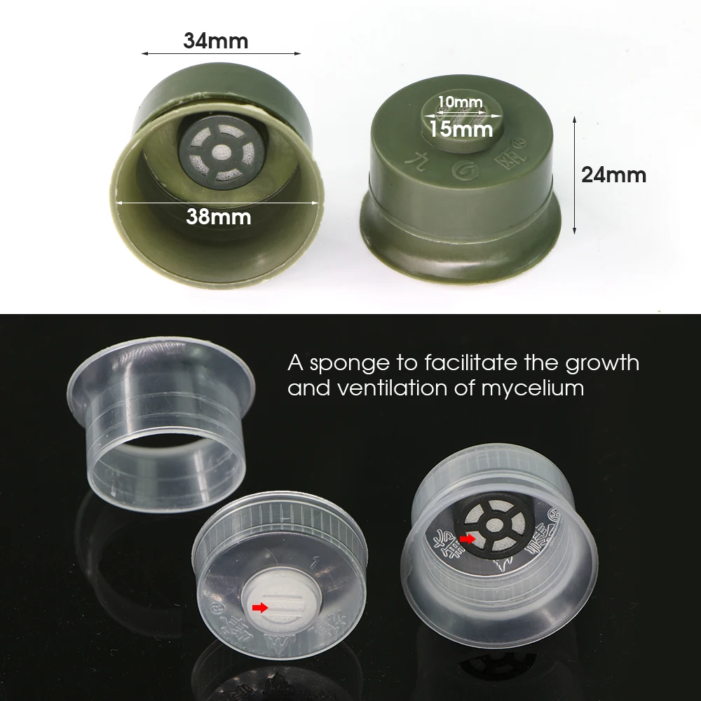 Description Picture 5 of itemMushroom Spawn Grow Bag Ring Cap Garden Planter Tool for Cultivating Edible Fungus Sealable Filter Cover Double Sleeve Lock Loop