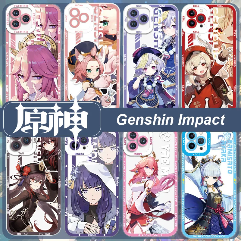 Applicable to Apple 15 mobile phone case iPhone14 Genshin Impact co branded 13PRO12 anime 11 peripheral xr thin film soft shell