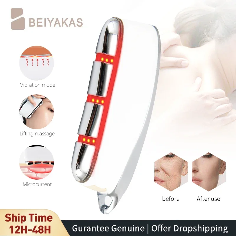 Facial EMS Dredging Meridians and Tightening Electric Constant Temperature Micro Current Scraping Board V-face Massage Brush
