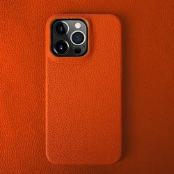 Custodia per telefono da lavoro in pelle genuine di lusso - Cover posteriore premium