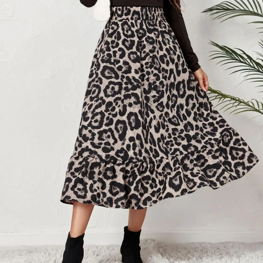 

Women Skirt High Waist Chiffon Leopard Print A-line Long Skirts For Women Fashion 2023