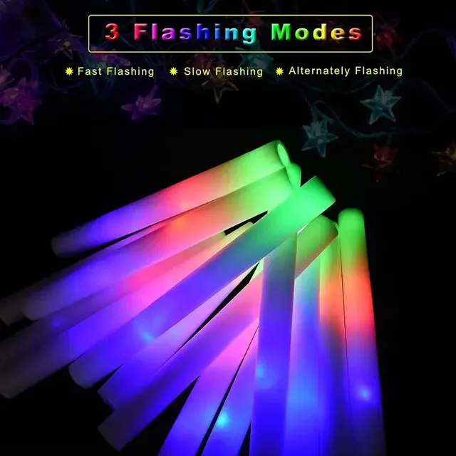 Bâtons lumineux en mousse avec 3 Modes, 30 pièces, bâton lumineux clignotant Led coloré, fournitures de fête qui brillent dans la nuit pour Concert de Raves de mariage 3