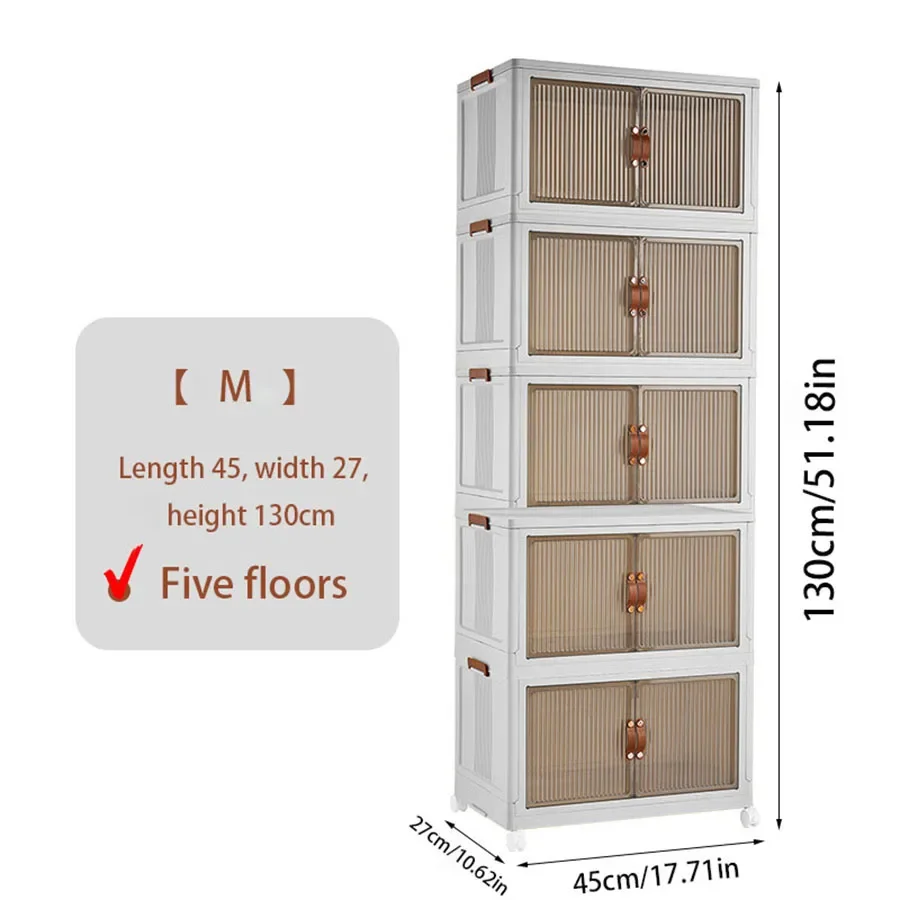 Stackable Plastic Storage Cabinet 1pc with Double Door Drawers Multifunctional Wardro