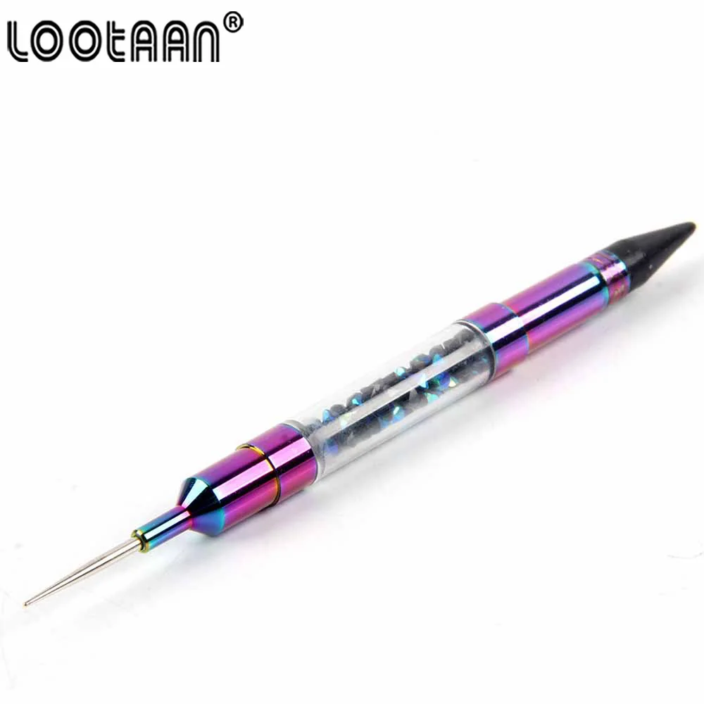 1 PCS Dazzling Dual-ended Nail Dotting Wax Pen Replaceable Head Rhinestones Gems Picker For Acrylic Nails Crayon Nail Art Tools 3