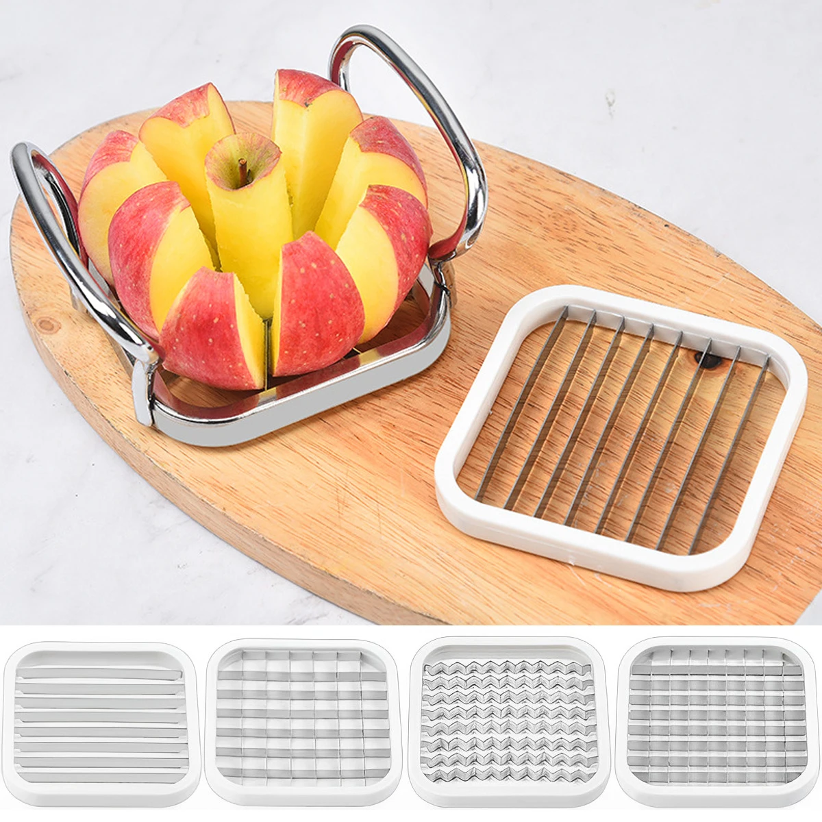 5 in 1 Stainless Steel Fruit Vegetable Slicer with Handle Manual Potato Cutter Labor-Saving Multi-Purpose Fruit Slicer
