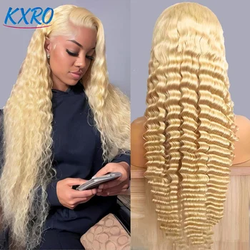 613 Honey Blonde Human Hair Wig 13x4 Deep Wave Curly Human Hair Wig Straight Body Wave Blonde Wigs For Woman on Clearance Sale 1