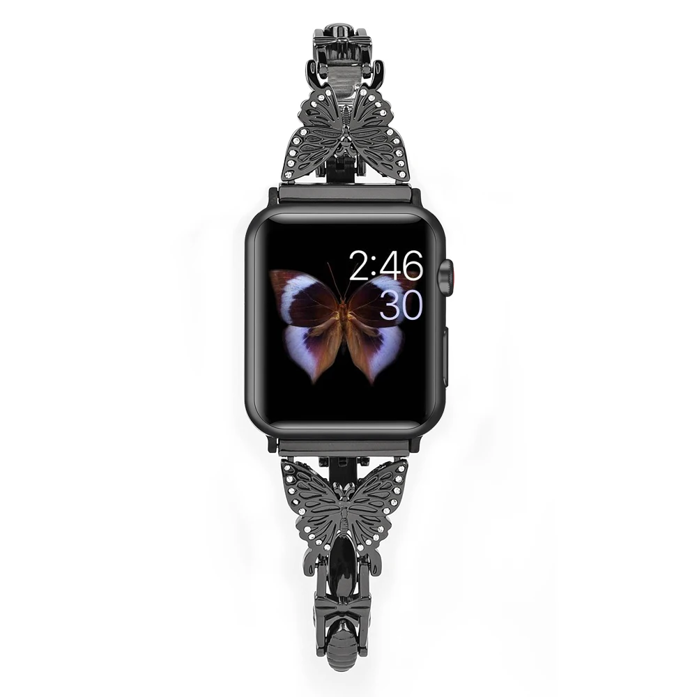 Metal Strap For Apple Watch Band 49mm 45mm 41mm 44mm 42mm 40mm Butterfly Style Wristband Correa For iWatch Ultra 8 7 6 5 4 Belt