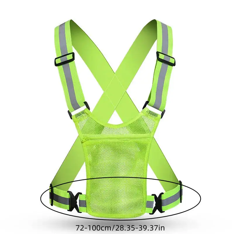 고가시성 반사 조끼 반사 스트랩 야간 달리기 자전거 의류 조끼 조절 가능한 안..