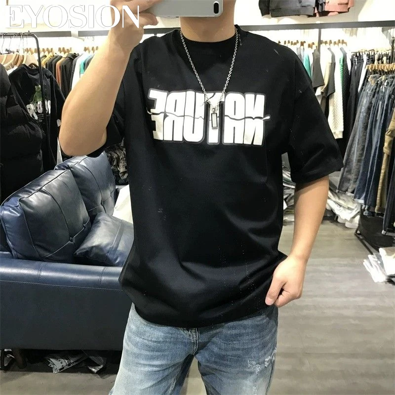 

Футболка мужская с коротким рукавом, тенниска из чистого хлопка, повседневная универсальная майка с надписью в стиле хип-хоп, большие размеры 5XL, на лето