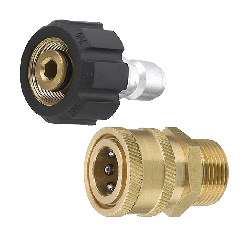 

1Set Pressure Washer Adapter Set Quick Connect Kit Metric M22 14Mm To 3/8 Inch Female Swivel To M22 Male Fitting 5000Psi