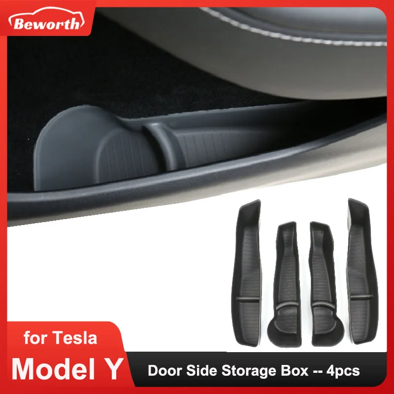 

Car Door Side Storage Box For Tesla Model Y 2023 Door Armrest Storage Box TPE Front Rear Door Armrest Organizer Car Accessories
