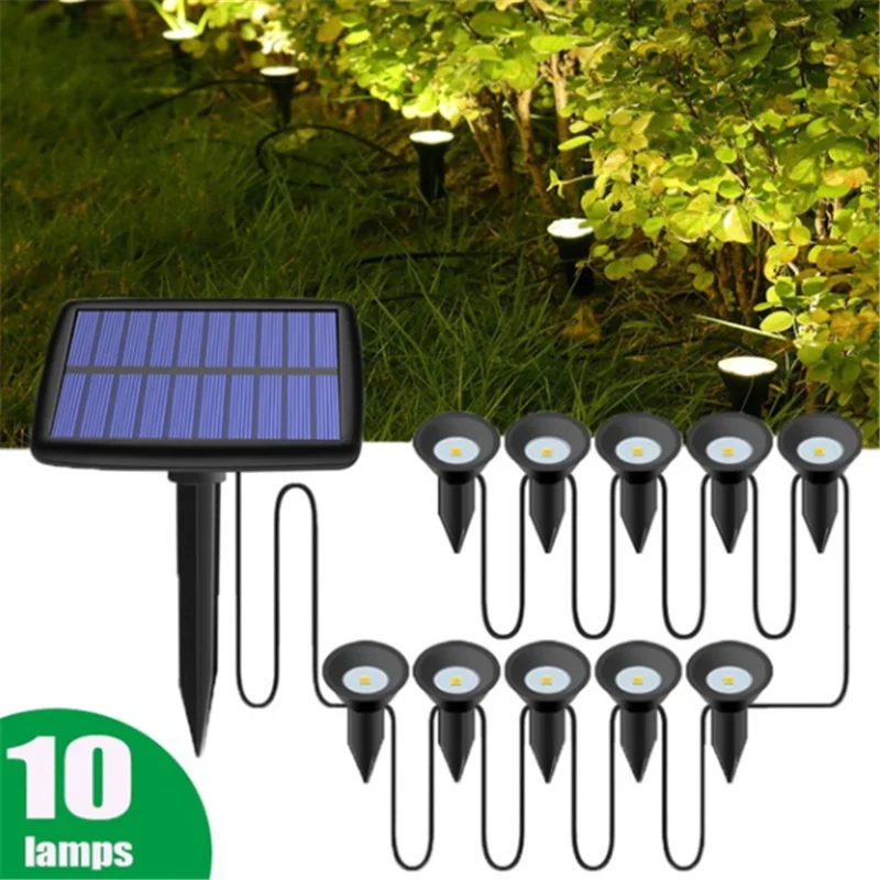 10 in 1 Outdoor Solar Lights RGB Changing Lawn Ground Lamp IP65 Waterproof Landscape Spotlights Garden Decoration solar ground lights solar lights lawn lamp garden lighting
