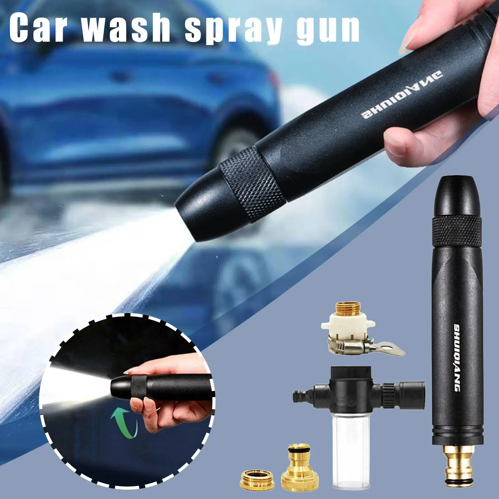 Portable High-pressure Water Gun Garden Hose Sprinkler Metal Foam Throwing Car Washing Tool High Pressure Washer Garden Sprayer steam car wash