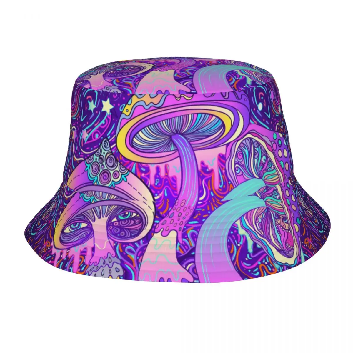

2023 Men Women Summer Colorful Magic Mushrooms Bucket Hat Bob Fisherman hat Outdoor Travel Sun Visor Fashion Panama