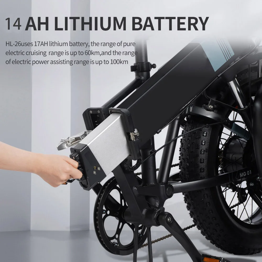 1000W 48V Electric Bike 14Ah 20 Inch Wheel With Hydraulic Shock Absorber Power-driven Bicycle Portable Fold Mountain Ebike 3