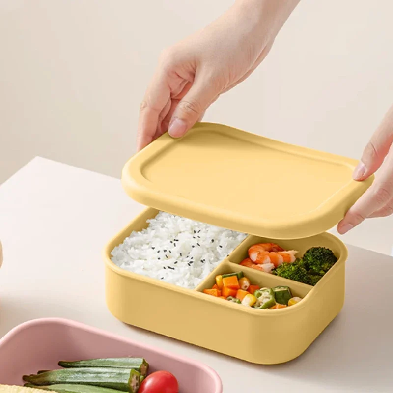 100% Food Grade Silicone Feeding Plate Soft BPA Free Three Lattice Silicone Lunch Box