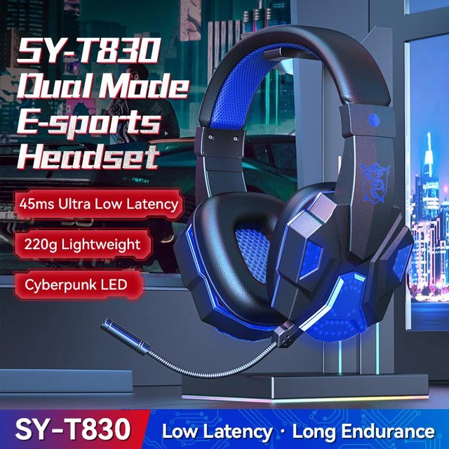 Auriculares inalámbricos Sy-t830, compatibles con Bluetooth, micrófono  integrado de baja latencia, luminosos, para deportes electrónicos,  videojuegos - AliExpress