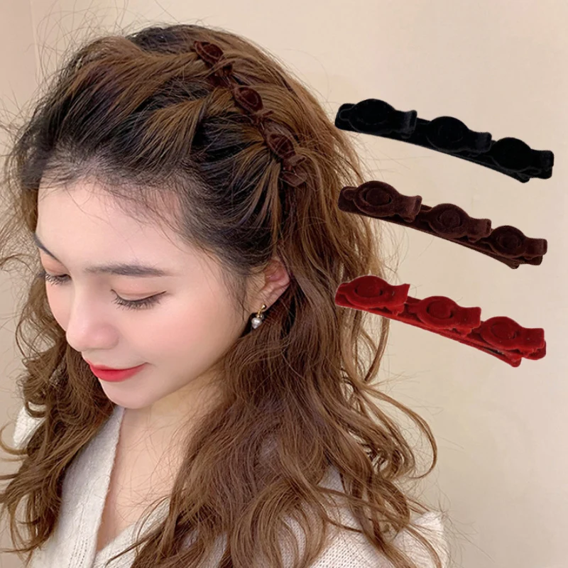 

Flocked Bangs Hair Clip Black Headwear Women Cute Barrettes Hairgrip Alice Braided Fashion Hairpins Hair Accessories