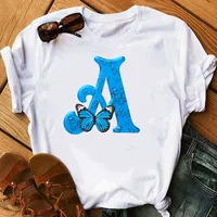 26 lettres anglaises papillon imprimé T-shirt à manches courtes femmes surdimensionné T-shirt hauts graphiques t-shirts Harajuku Harajuku 2