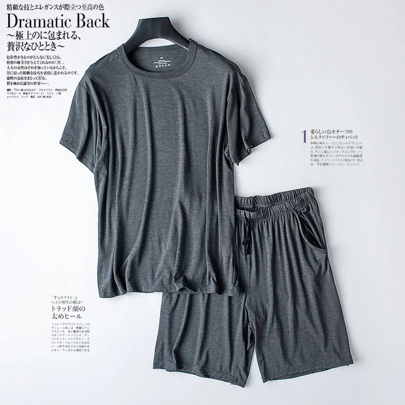 Man Pajamas Set Plus Size Summer Modal Home Wear Set Short Sleeve O Neck Men Pajamas Sets Soft Casual Sleep Wear Comfortable Workout Shorts