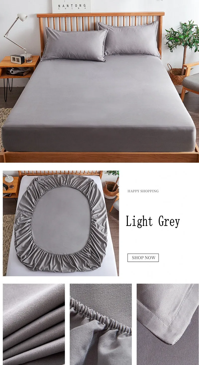 Description Picture 5 of item1 pcs 100% Cotton Fitted Sheet with Elastic Bands Non Slip Adjustable Mattress Covers for Single King Queen Bed 140/160/200cm