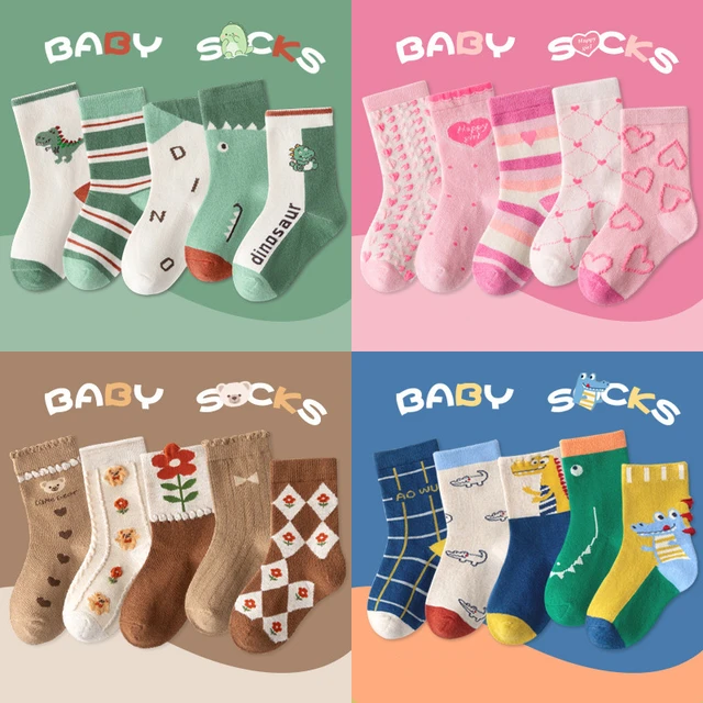 Chaussettes en coton pour enfants, dessin animé mignon, bébés garçons,  filles, nouveau-né, tout-petit, bébé