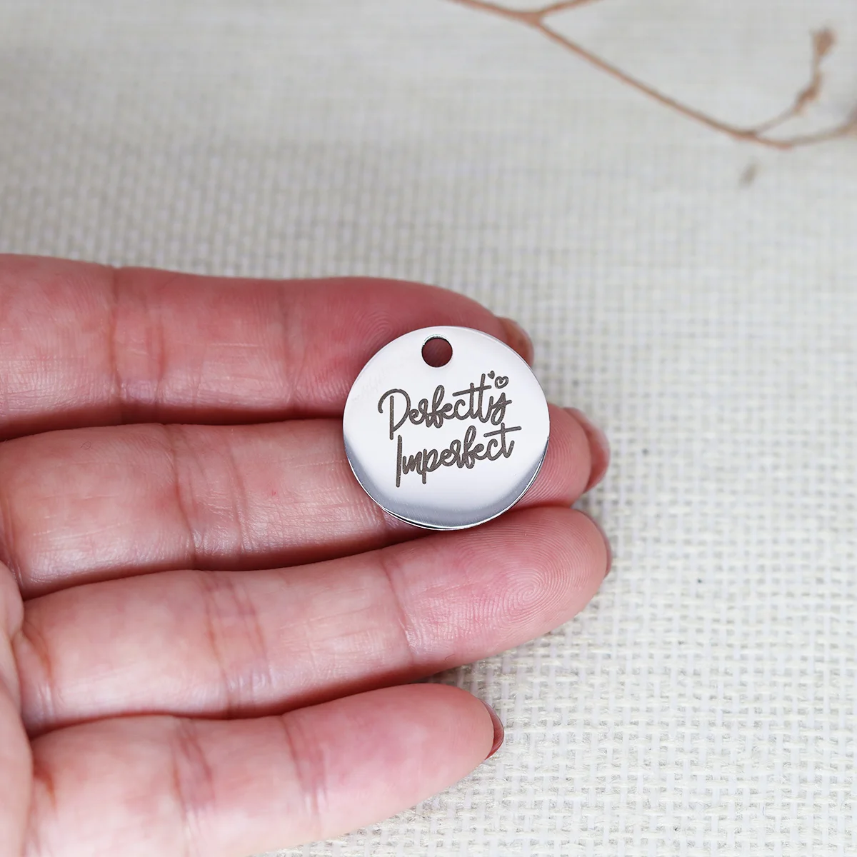 

3pcs/Lot Perfectly Imperfect Laser Engraved Stainless Steel Charm for Jewelry Making Bulk Accessories Necklace Supplies