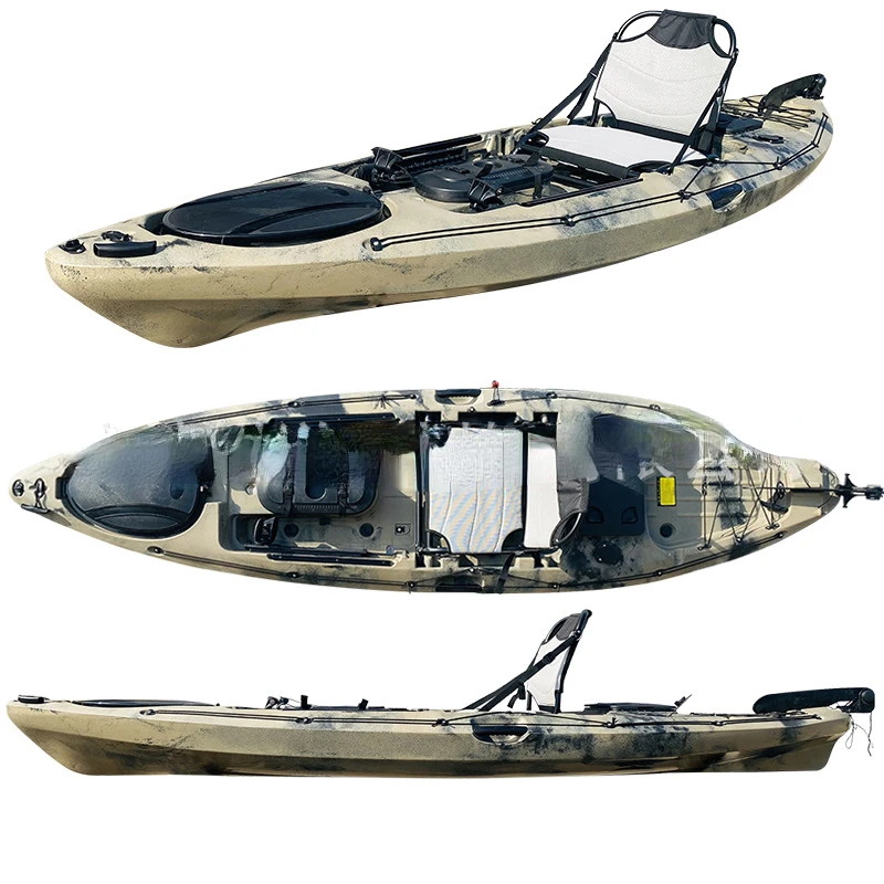 

2021 New Platform Boat Outdoor Single Canoe Water Fishing Boat with Seats Canoe Pedal Canoe