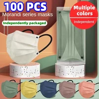 Morandi Color face mask Flat Disposable Women's Fashion Edition Solid Color Independently packaged Men Trendy Style mascarillas 1
