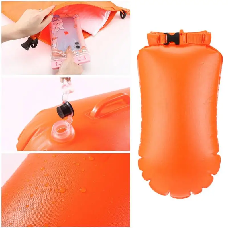 Swimming Buoy Swim Float Buoy Adjustable Open Water Swim Buoy Safe Inflatable Training Bag For Swimming Water Sport Storage Safety Bag