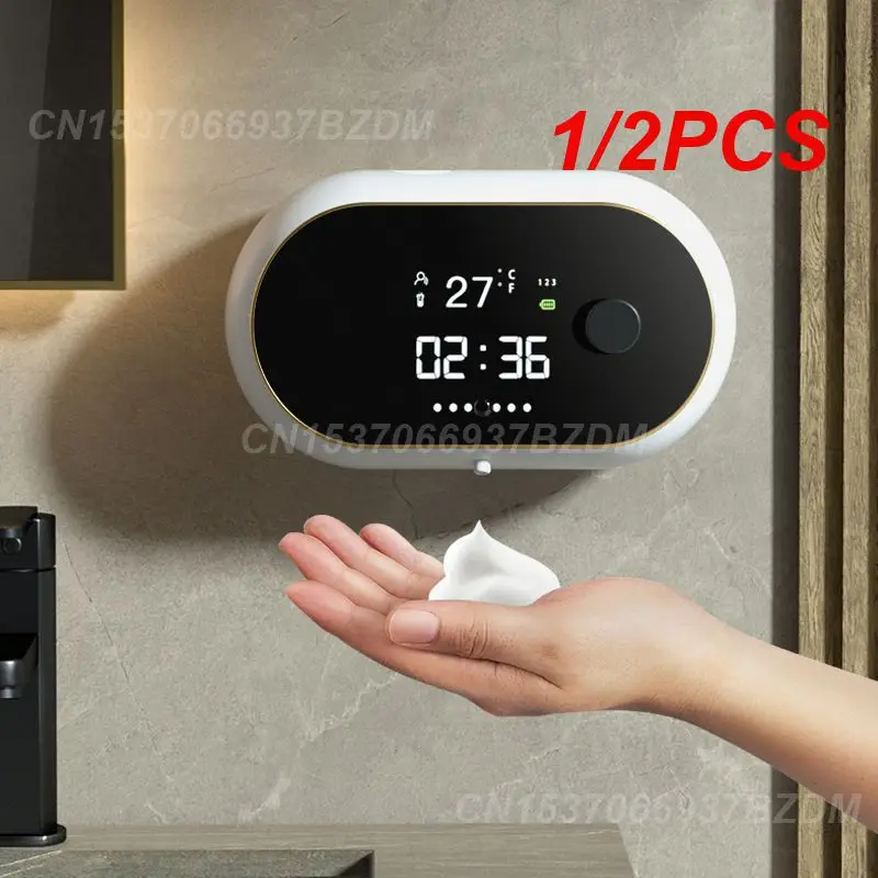 

1/2PCS Automatic Foam Soap Dispenser Touchless Sensor USB Charge Foam Machine Time Temperature Display Wall Mount Hand