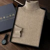 2024 Spring Autumn New 100% Cashmere Sweater Men's High Turnover Collar Knitted Pullover Fashion Slim Fit Knitted Bottom Shirt 4