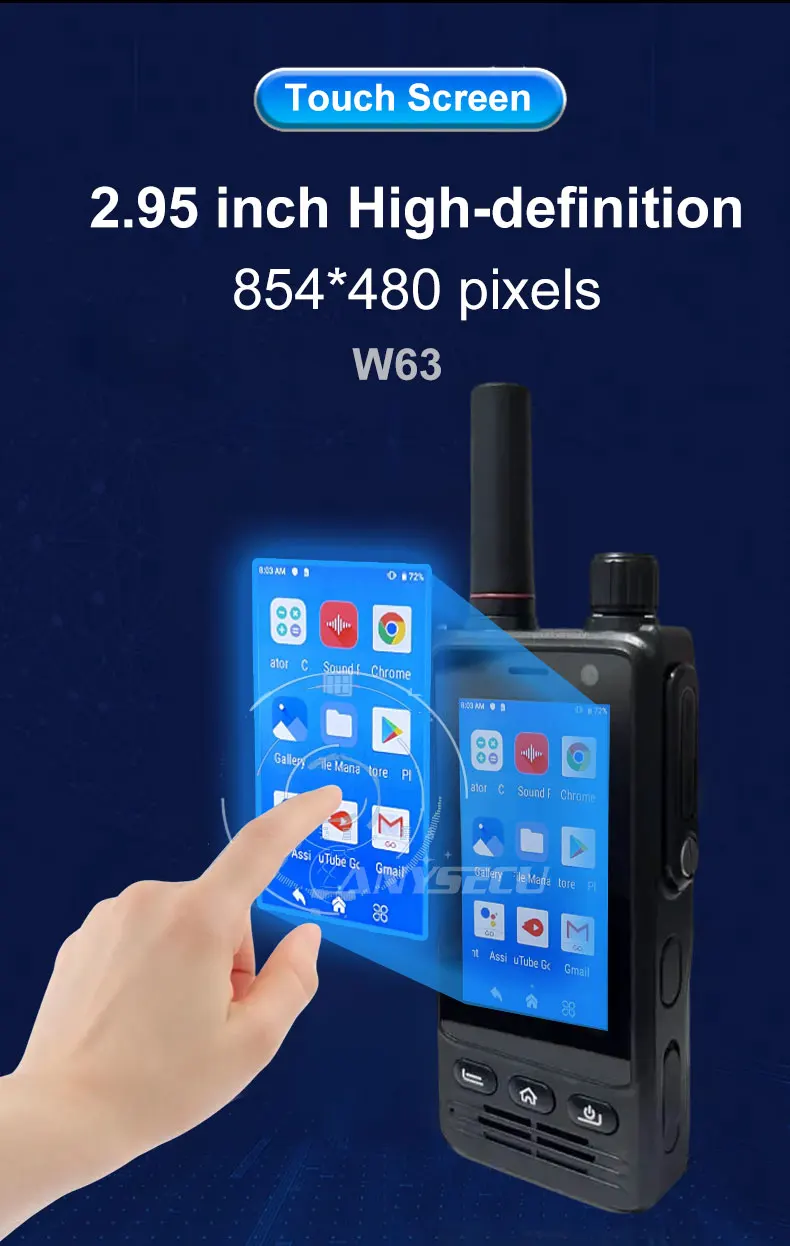 W63 IP68 Waterproof 4G Network Radio Android 9.0 NFC GPS POC Walkie Talkie Work