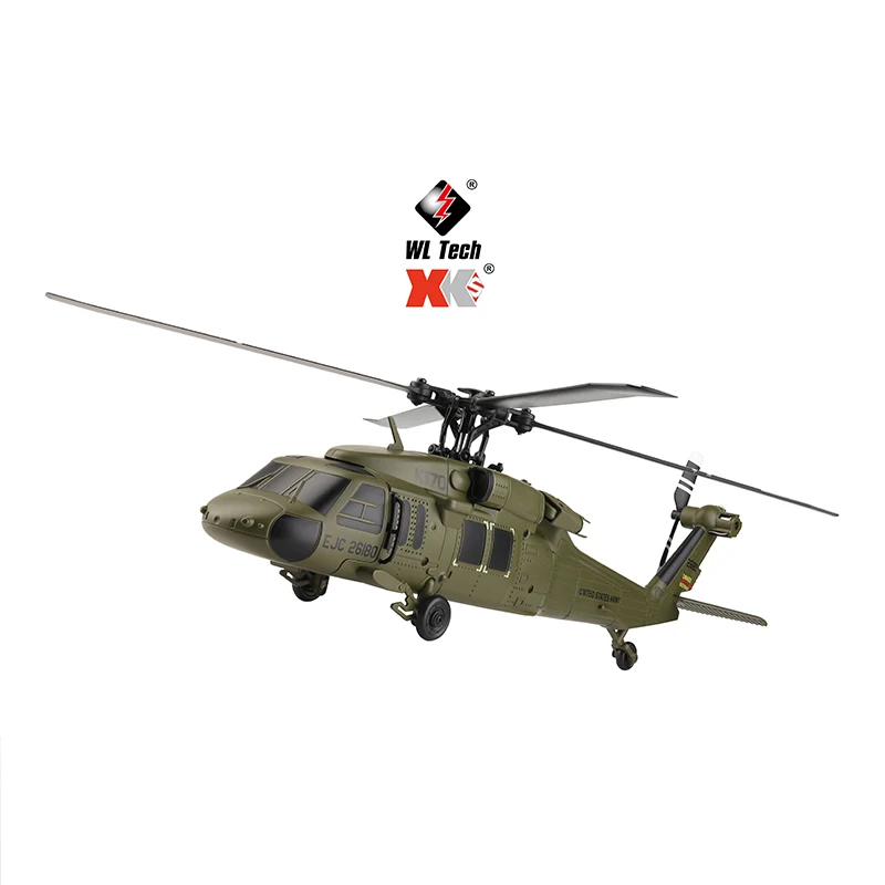 WL K170 Black Hawk RC Helicopter For Adults - 2.4G 4CH Flybarless, 3 Batteries, Indoor/Outdoor Scale Model With Auto Hover