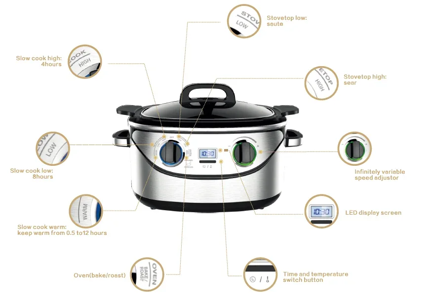 hot pot multi cooker with slow cook/cook top/steam/oven 3